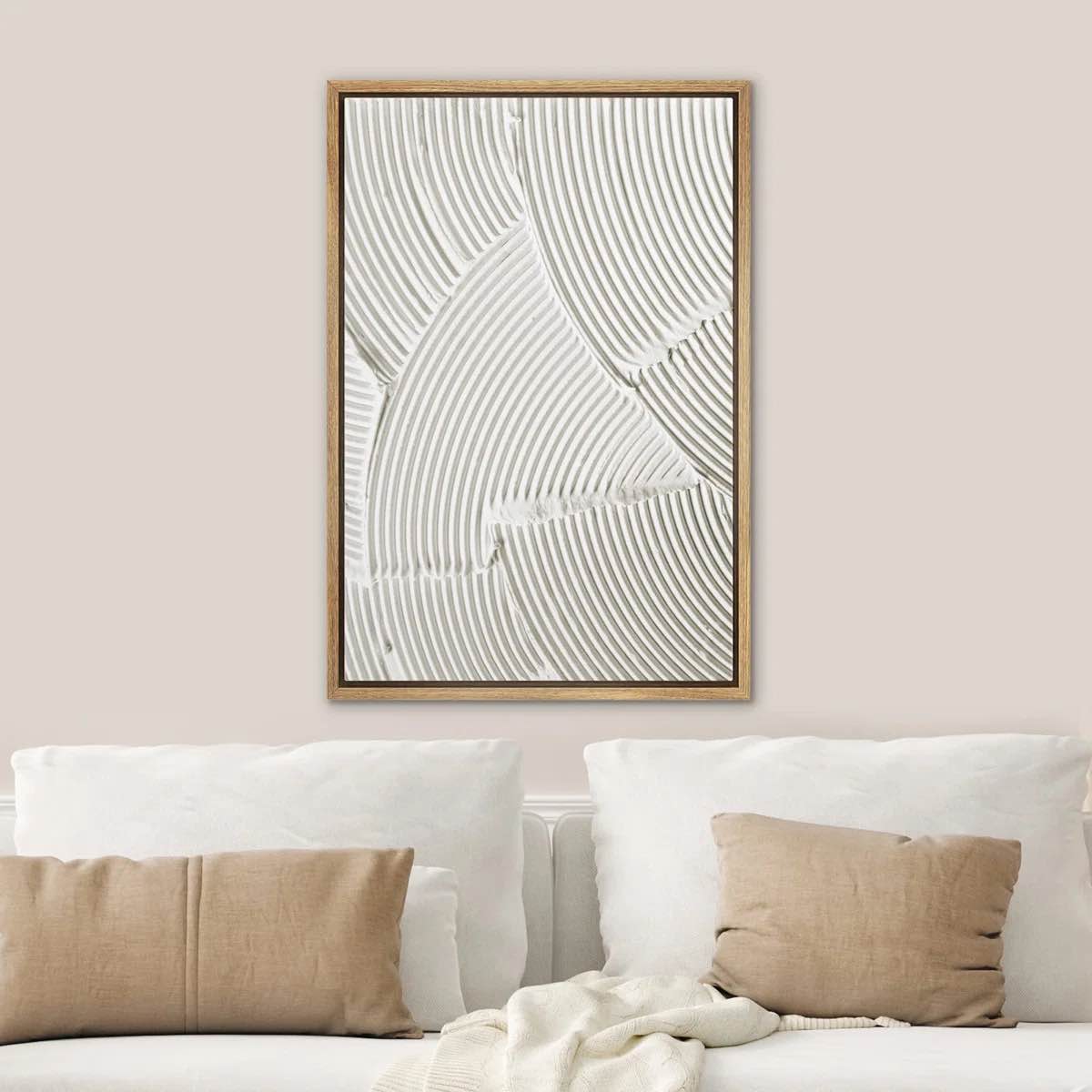 Geometric Line, Texture - Wall Art, White Pastel Abstract Modern Wall Decor, Minimalist Neutral Artwork 24” x 28”