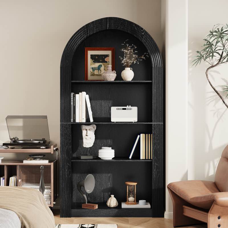 78.74" Tall 4- Tier Arched Bookcase with Open Display Storage Shelf