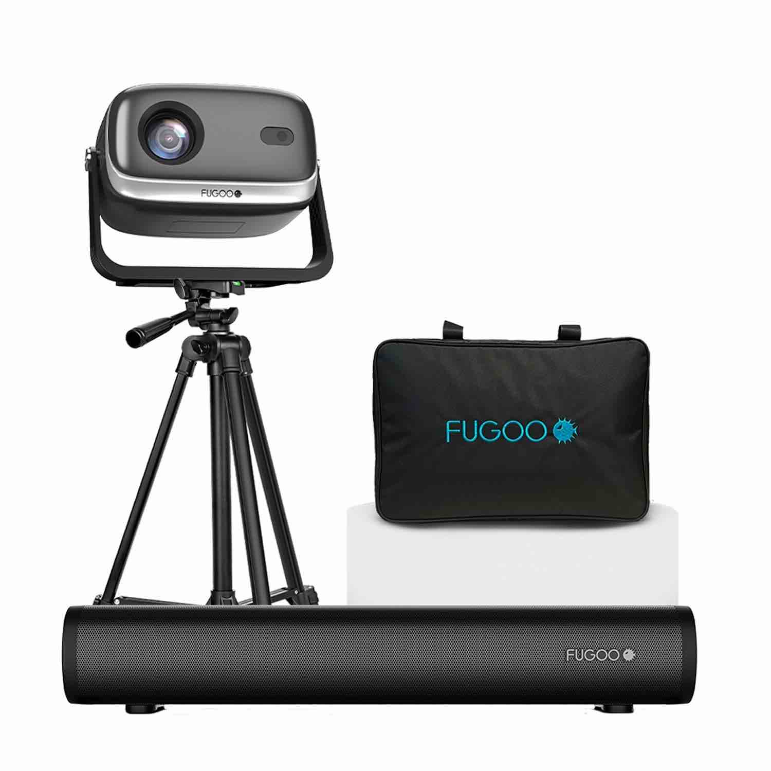 Fugoo Outdoor Projector & Soundbar Bundle with Tripod & 120" Foldable Screen