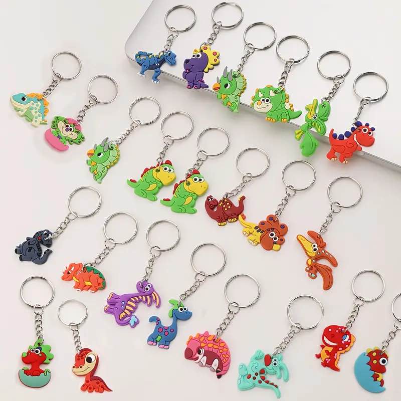 Silicone Carton Dinosaur Small Keychain Assorted 30pc bag