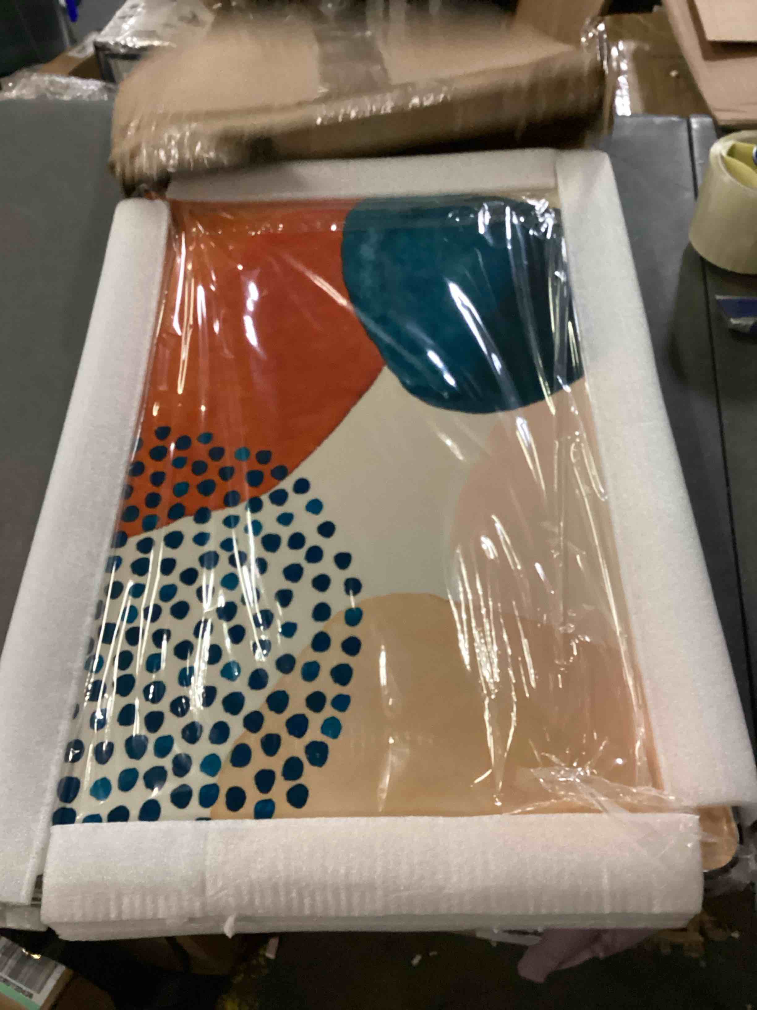 SERIMINO Framed Abstract Wall Art for Living Room Boho Wall Decor Navy Blue Orange Terracotta Pictures Modern Nordic Minimalist Artwork for Bedroom Bathroom Kitchen Paintings for Home Decorations