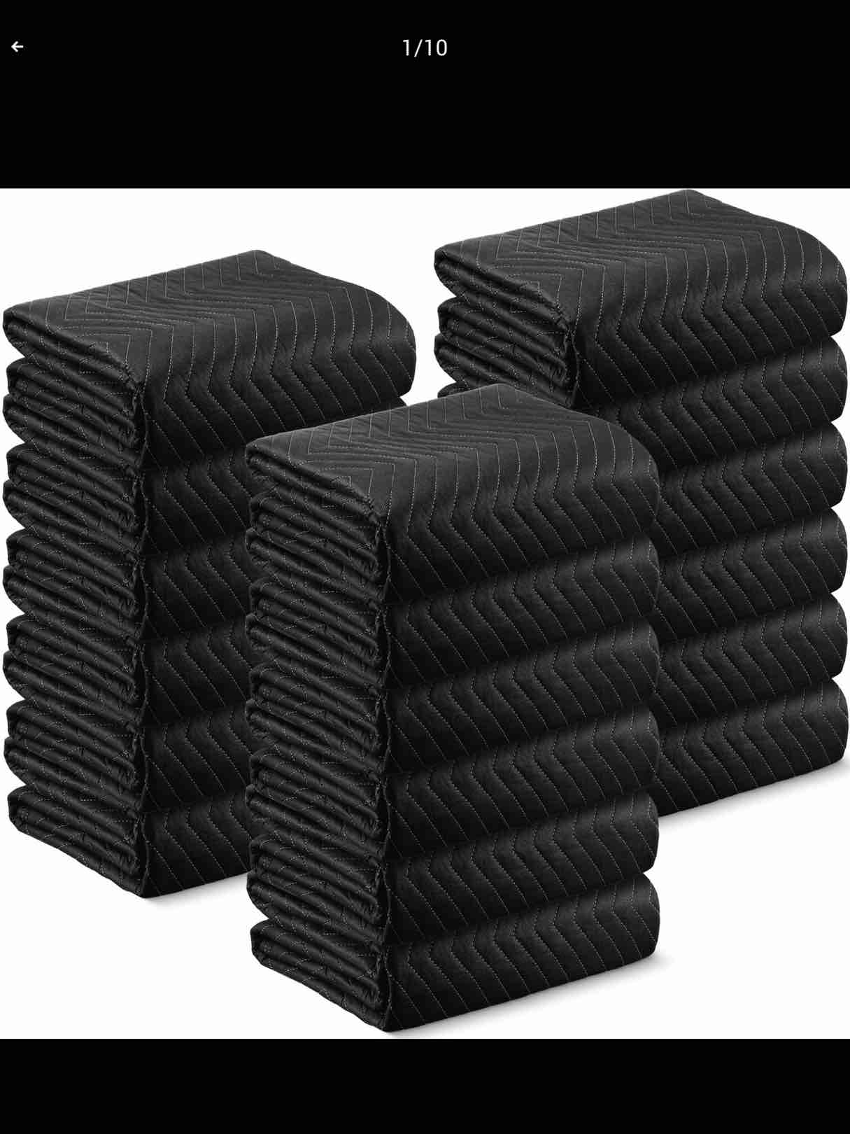 Newwiee 18 Pcs Moving Packing Blanket Moving Blankets Bulk Shipping Furniture Pad 72" x 40" Furniture Packing Blankets Furniture Moving Pad for Protecting Furniture Shipping Supplies, Black