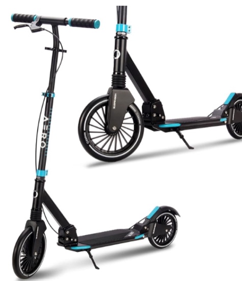Aero A230 Adult Kick Scooter for Teens 12 or 14 Years and up, Adults Scooters with Disc Brake, Rubber Mat, Double Shock Absorption, ABEC-7 Bearing, Max 250 lbs, Foldable and Height Adjustable
