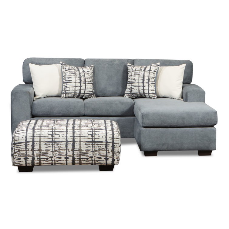 SofaKraze Sectional Sofa With Ottoman, Grey