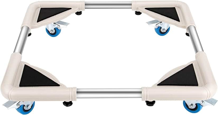 SPACECARE Mobile Roller with 4 Locking Wheels - Adjustable Furniture Dolly Washing Machine Stand Refrigerator Base Moving Cart- Mini Fridge Stand Accessories Appliance Roller Laundry Pedestal -Black