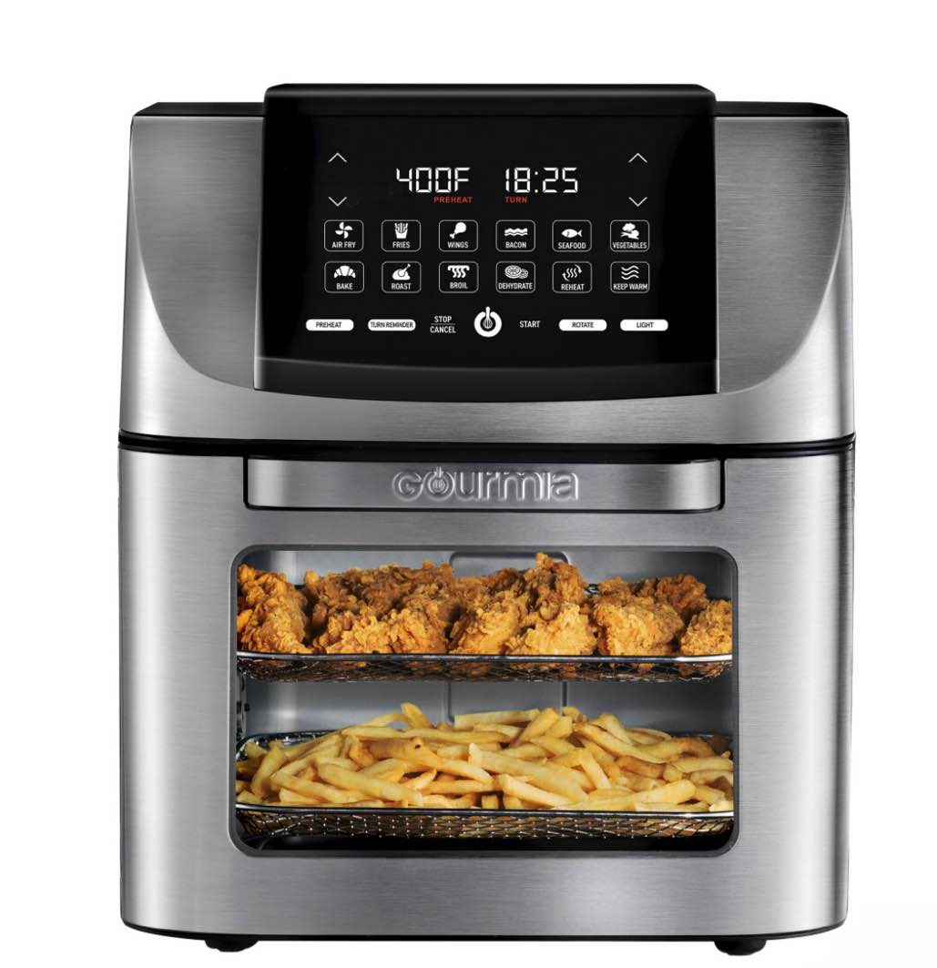 Gourmia All-in-One 14 QT Air Fryer, Oven, Rotisserie, Dehydrator with 12 Cooking Functions