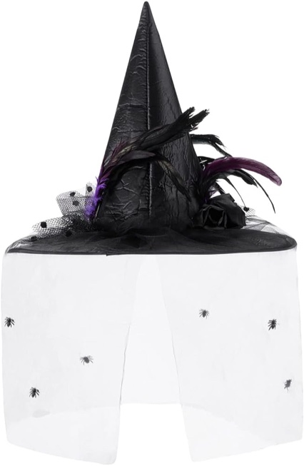 Bulingna women Halloween hat vintage feather purple