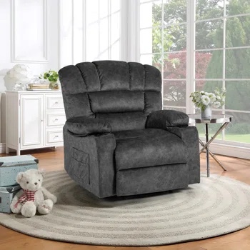 40.9" Wide Super Soft Oversize Big Man Modern Design Velvet Upholstered Manual Reclining Heated Massage Chair