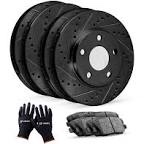 Drilled and Slotted Black Zinc Brake Rotor 633-47086R Rotor And Pad Set