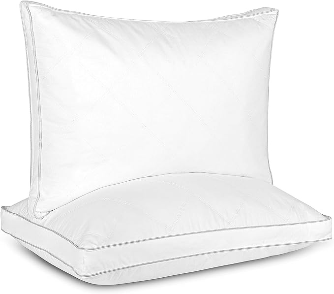 Dreamhood Luxury Goose Feather Down Pillow Queen Size Set of 2 Made