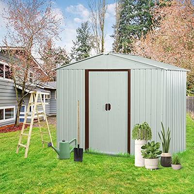 (Incomplete only 1 Box ) GLANZEND 6 x 5 Ft Metal Storage Shed, Outdoor Double Doors Garden Sheds with Foundation and Latch, Waterproof
