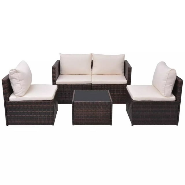 (SIMILAR) Patio Furniture Set 5 Piece Patio Sectional Sofa with Table Poly Rattan