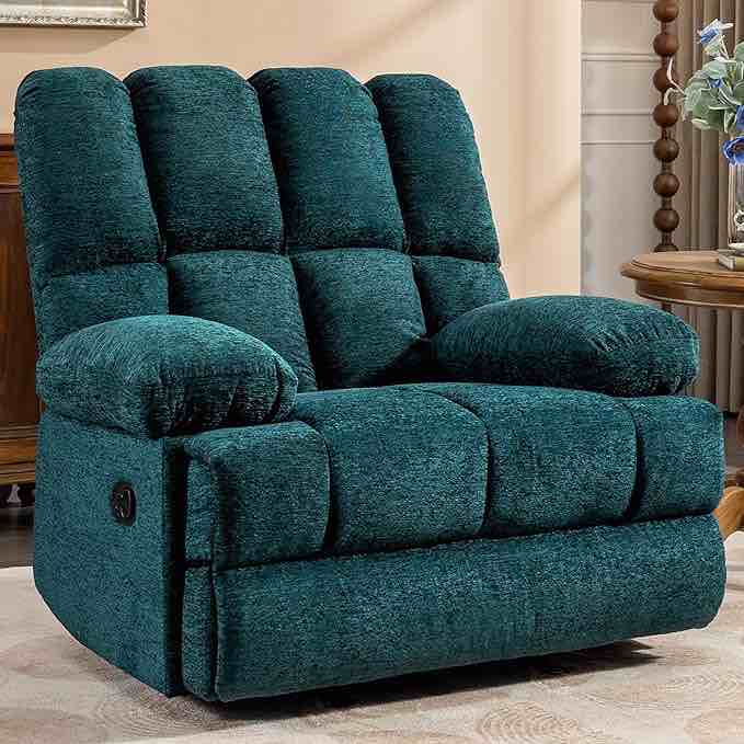 WILLOVE Oversized Rocker Recliner Chair Overstuffed Extra Wide Rocking Recliners Soft Big Man Manual Recliner Extra Large Living Room Chair Up to 350 LBS