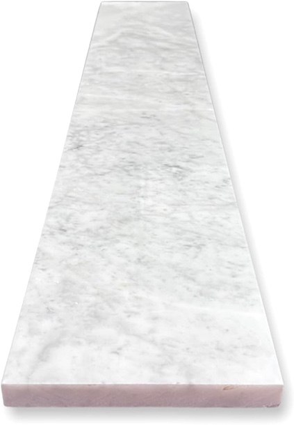 Tenedos Threshold Shower Curb Custom Size and Finish Italian Carrara Marble Doorway Floor Transition Tile also for Bathroom Vanity Backsplash, Window Sill
