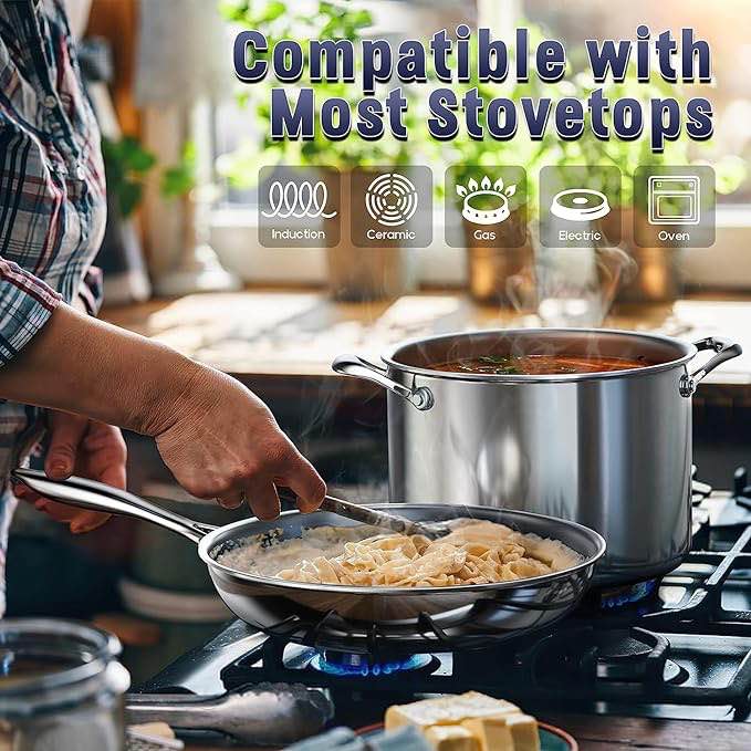 Cooks Standard Multi-Ply Clad Stainless Steel Cookware Set, Silver