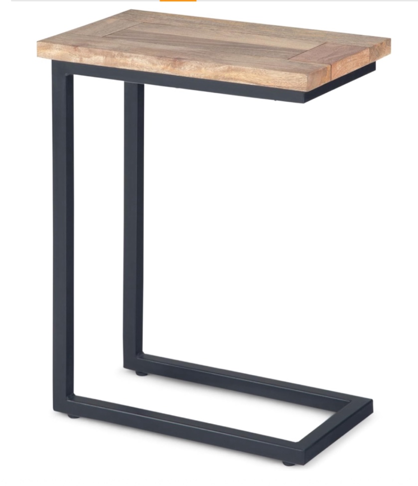 SIMPLIHOME Skyler Solid Mango Wood and Metal 18 inch wide Rectangle C Side Table in Natural, Fully Assembled, for the Living Room and Bedroom