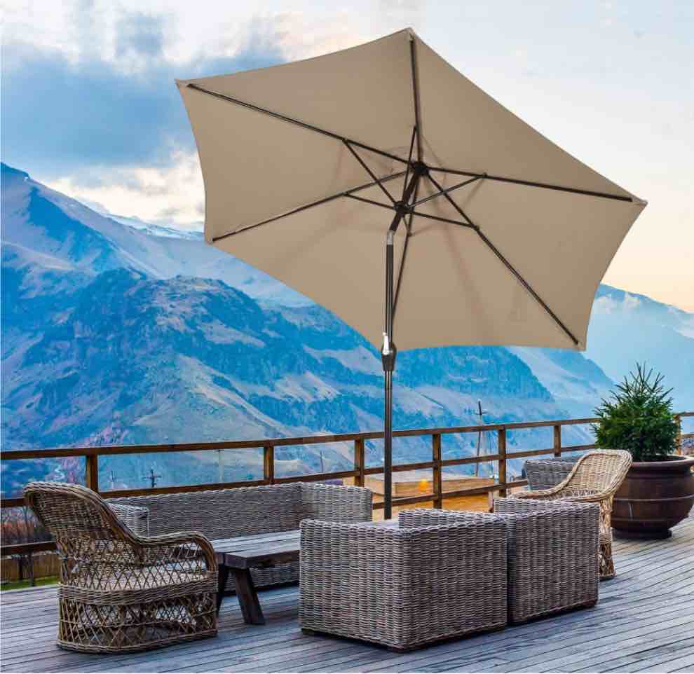 Simple Deluxe 9' Patio Umbrella Outdoor Table Market Yard Umbrella with Push Button Tilt/Crank