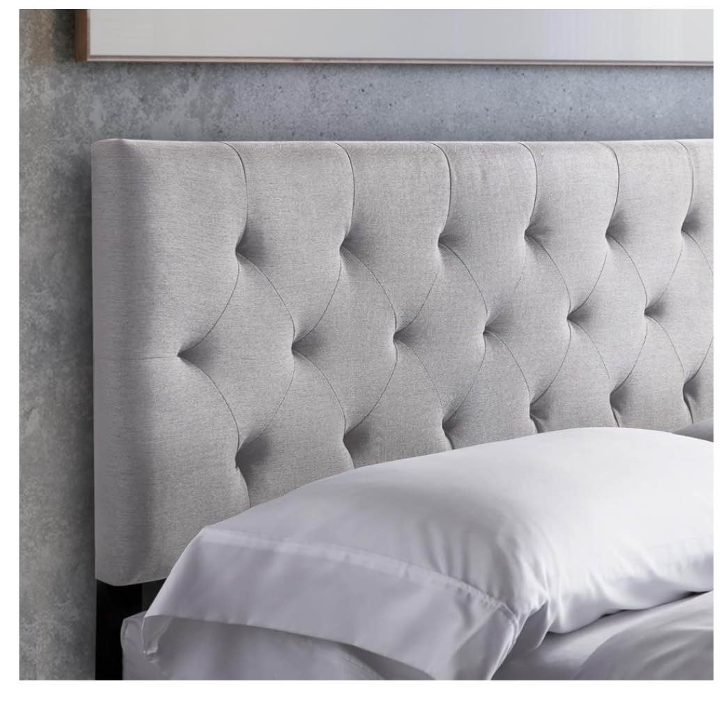 Bed Headboard - Mid-Rise Diamond Tufted Upholstered Headboard Queen Size Full Size - Adjustable Height Full Headboard - Bed Frame or Wall Mount