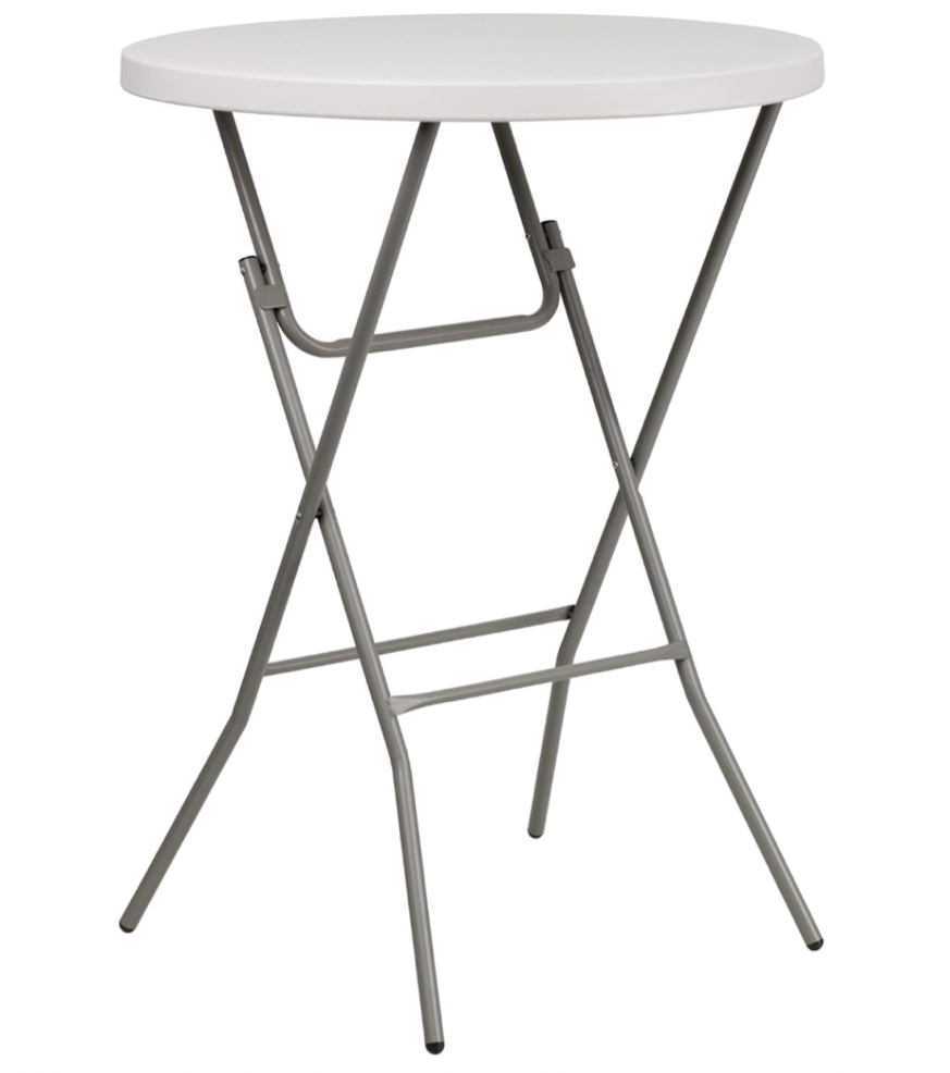 Flash Furniture 2.6-Foot Round Granite White Plastic Bar Height Folding Table