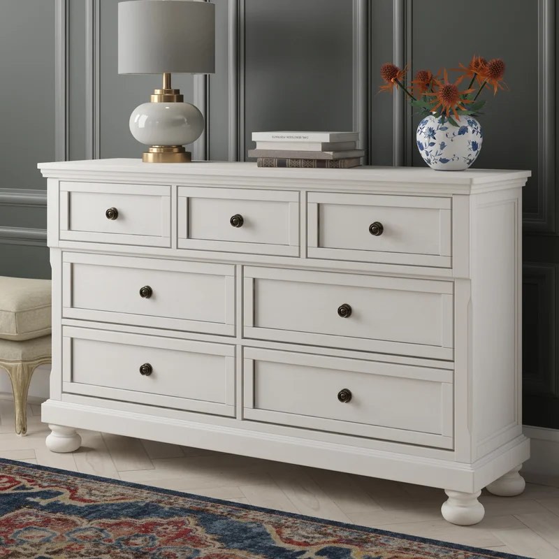 Alyvea 7 Drawer 65.38'' W Solid Wood Dresser
