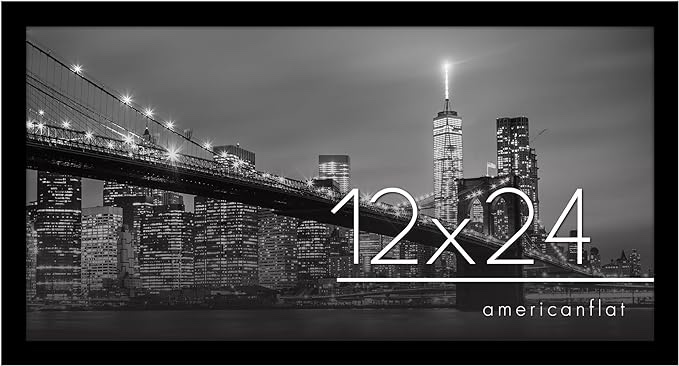 Americanflat 12x24 Picture Frame in Black - Engineered Wood with Polished Plexiglass - Horizontal and Vertical Formats for Wall with Included Hanging Hardware