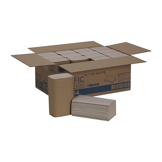 Pacific Blue Basic S-Fold Recycled Paper Towels by GP PRO (Georgia-Pacific), Brown, 23504, 