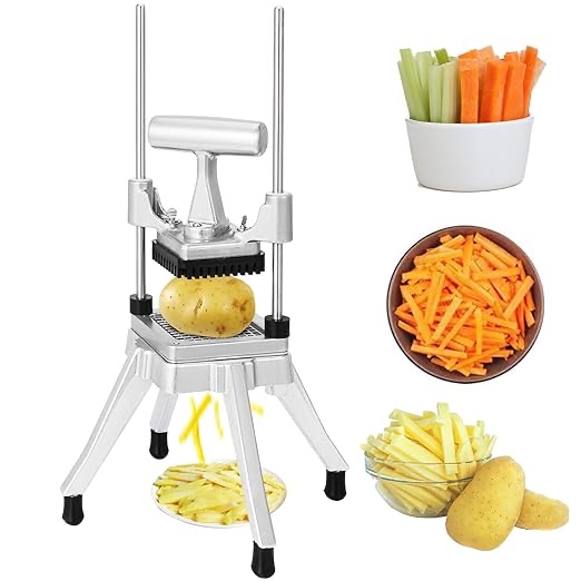 Happybuy Commercial Vegetable Fruit Chopper 3/8? Blade Heavy Duty Professional Food Dicer Kattex French Fry Cutter Onion Slicer Stainless Steel for Tomato Peppers Potato Mushroom, Sliver