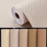 Haimin Fabric Wallpaper Textured Contact Paper (24in X 393in) Grasscloth Wallpaper Peel and Stick Faux Linen Wall Paper Pre-Pasted Wall Sticker Vinyl Wallpaper Self Adhesive (Light Brown-1)