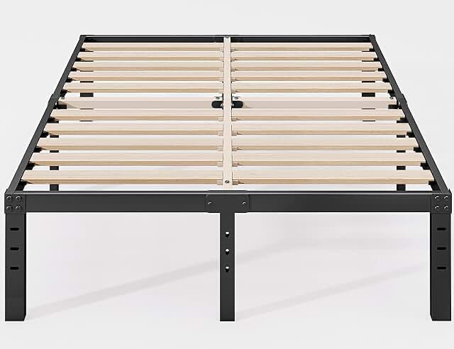 Breezehome 14 Inch King Wooden Slat Bed Frame