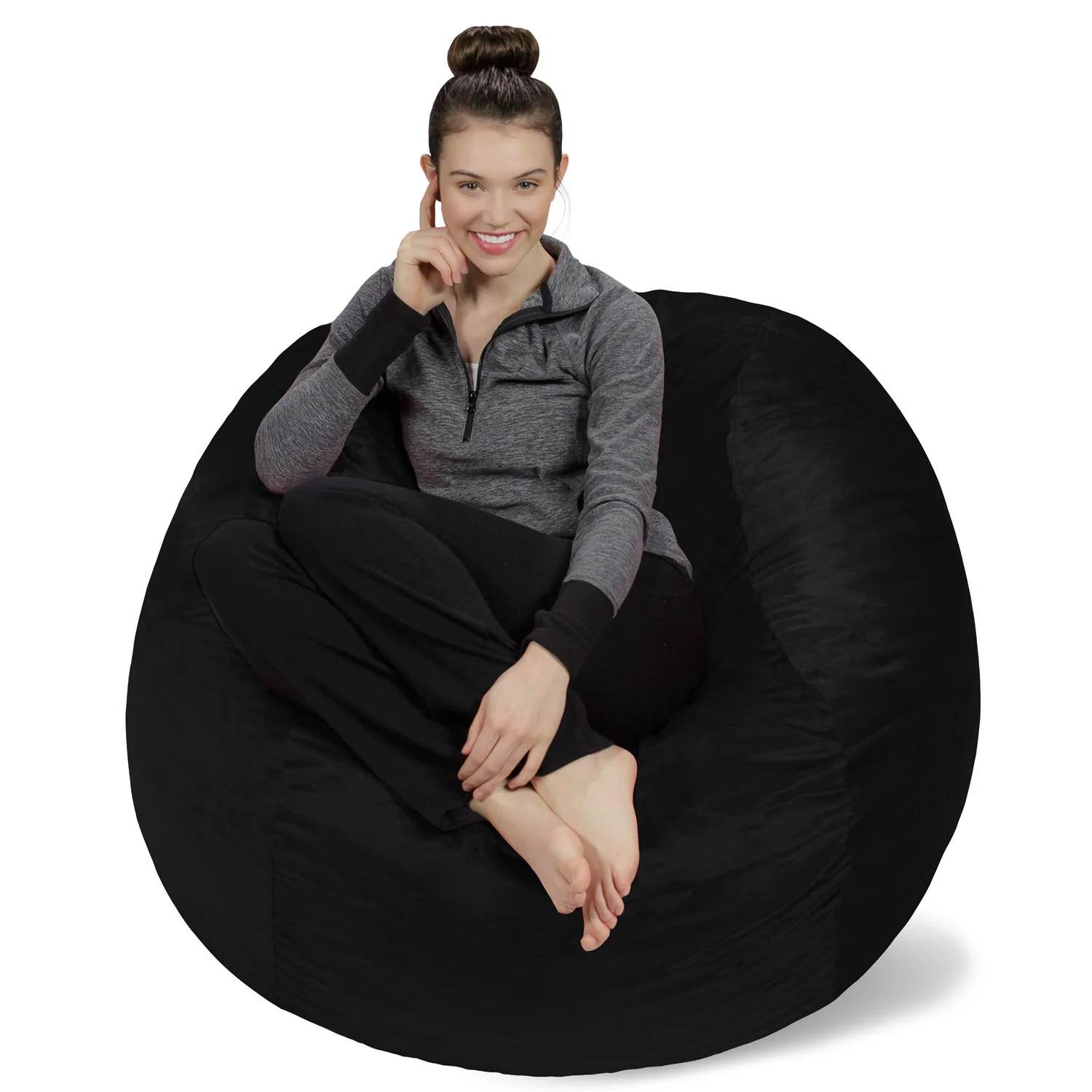 Relax Sacks 4' Big Bean Bag Chair, Black