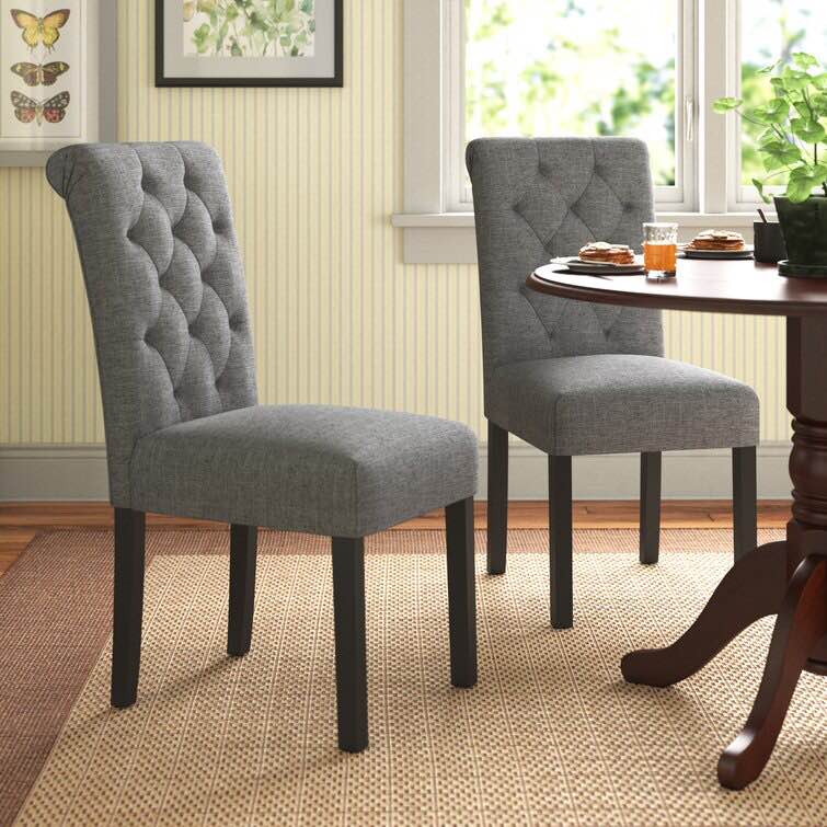 Agastya Tufted Parsons Chair, Gray, Set of 2