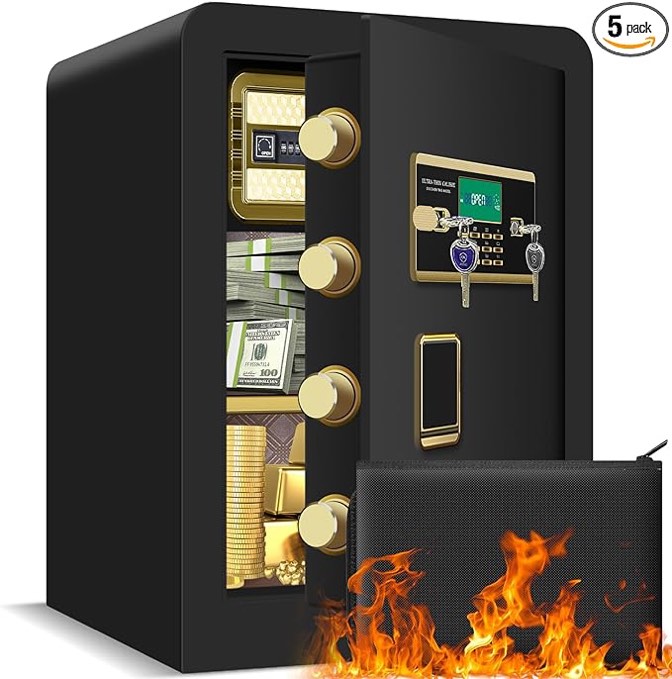 2.6 Cu ft Extra Large Home Safe Fireproof Waterproof, Anti-Theft Digital Home Security Safe Box With Fireproof Document Bag, Separate Lock Box and Led Light (19.68"*12.99"*14.96")
