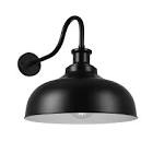 Diyel Outdoor Gooseneck Barn Light,14 Inch Dome Outdoor Wall Sconce Farmhouse Exterior Wall Mount Light Vintage Wall Lighting Fixture Industrial Black Wall Lantern for Porch, Entryway, Garage, 1 Pack