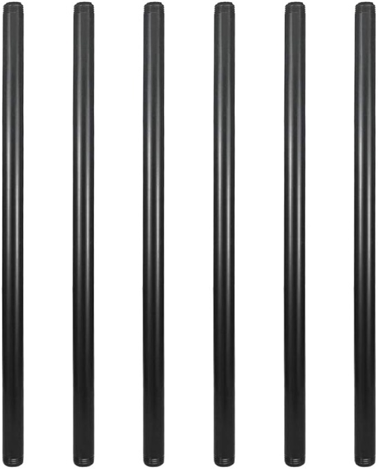 GeilSpace 6 Pack 1/2" × 20" Pre-Cut Black Metal Pipe, Industrial Steel Fits Standard Half Inch Black Threaded Pipes and Fittings - Vintage DIY Industrial Shelving (1/2" × 20", Black) 1/2" × 20" Black