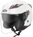 Motorcycle Open Face Helmet DOT Approved - YEMA Helmet YM-627 Motorbike Moped Jet Bobber Pilot Crash Chopper 3/4 Half Helmet with Sun Visor for Adult Men Women - White,Medium