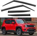 Window Rain Guards Shield for Jeep Renegade 2015-2023, Window Vent Visors Shades Wind Deflectors for 15-23 Renegade