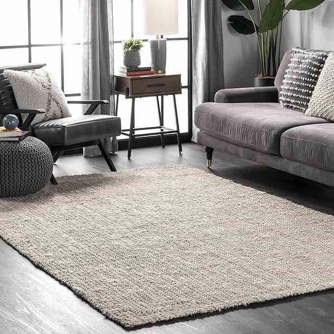 nuLOOM Ashli Solid Farmhouse Jute Area Rug, 6x8, Off-White