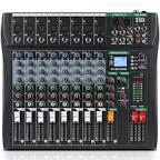 XTUGA 80CT 8 Channel Mixer for PC Recording Sound Controller Audio Interface with Digital Effect Studio Mixer with 48V Phantom Power RCA Input XLR