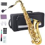 EASTROCK Tenor Saxophone B Flat Gold Laquer Sax Students Beginner With Updated Carrying Case,Reeds,Cleaning Kit,Gloves,Neck Straps,Mouthpieces GOLDEN