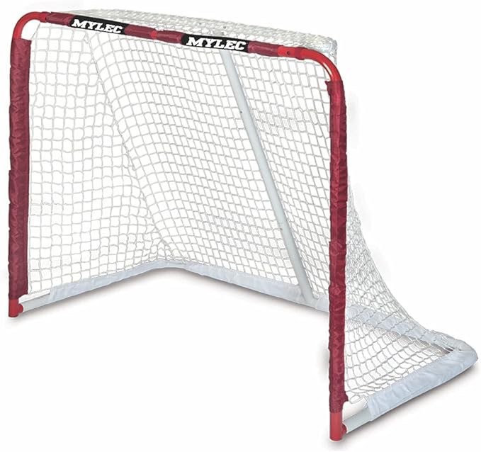 Mylec Easy Assemble Steel Hockey Goal for Indoor + Outdoor - 52” x 43” x 28” - 17 pounds - Light + Portable
