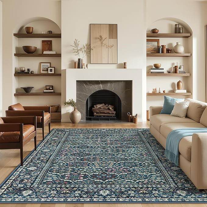 Felty Oriental Blue/Light Blue Area Rug