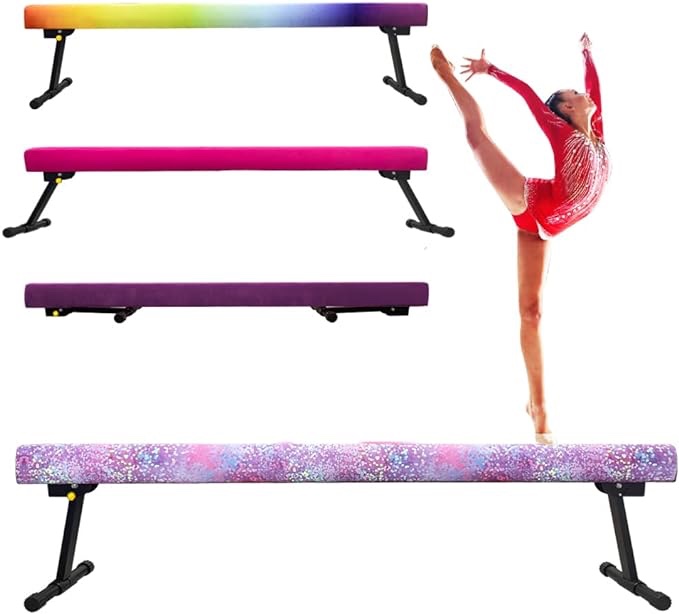 Peakpath 8FT Adjustable&Foldable Gymnastics Balance Beam,Home Gym Equipment,Easy Assembling and Storage,No Tool Require,for Kids Children Girls Training