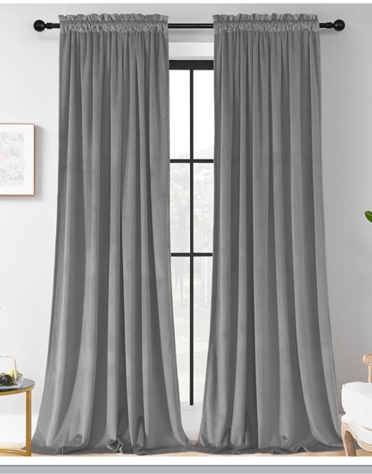 Ivory Velvet Curtains 108 inches Super Soft Home Decor Room Darkening Curtains 2 Panels Set, Thermal Insulated Velour Rod Pocket Velvet Drapes for Bedroom and Living Room