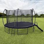 Yesfashion 16FT Outdoor Trampoline With Slide Ladder Recreational Trampolines Parent-Child Interactive Game Fitness Trampoline Toy For Outdoor Indoor