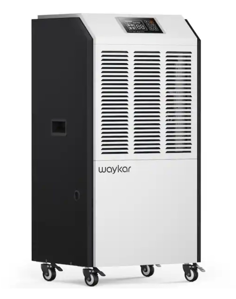 waykar 291-Pint Industrial Dehumidifier with Smart Dry for Bedrooms, Basements or Humid Rooms up to 9000 sq. ft. in White