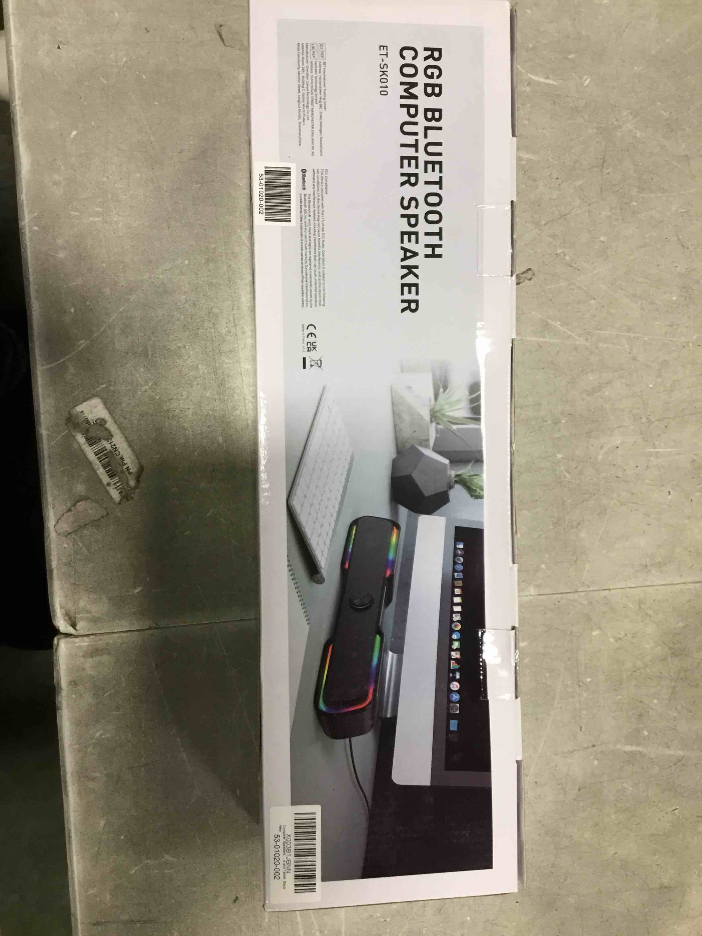 evatronic Computer Speaker, USB-Powered RGB Speakers, Bluetooth 5.0, Stereo Sound Bar with Volume Knob, Touch Control, 3.5mm AUX-in Connection for Laptops, PCs, Phones, Tablets