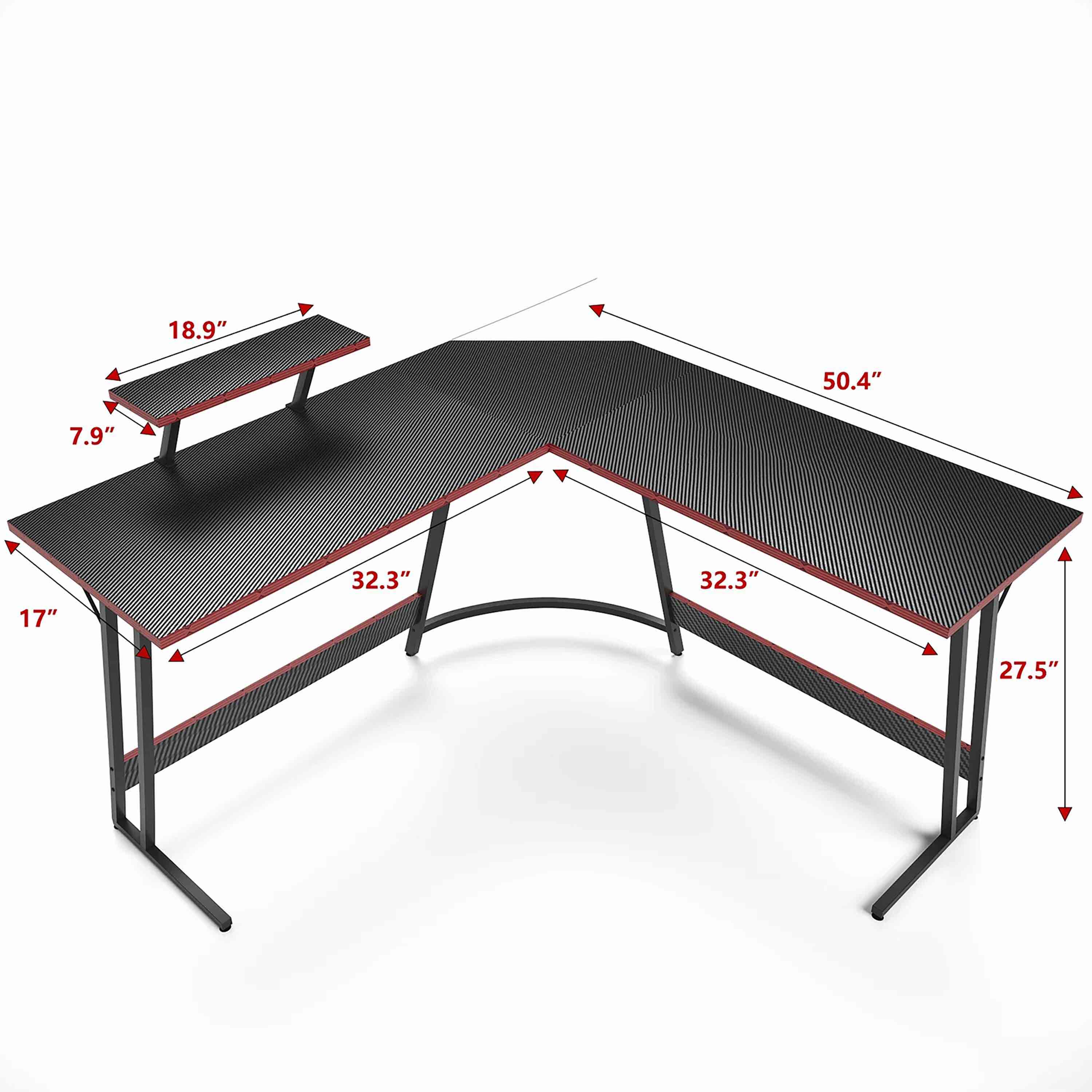 Vineego 51-in Black Modern/Contemporary Gaming Desk