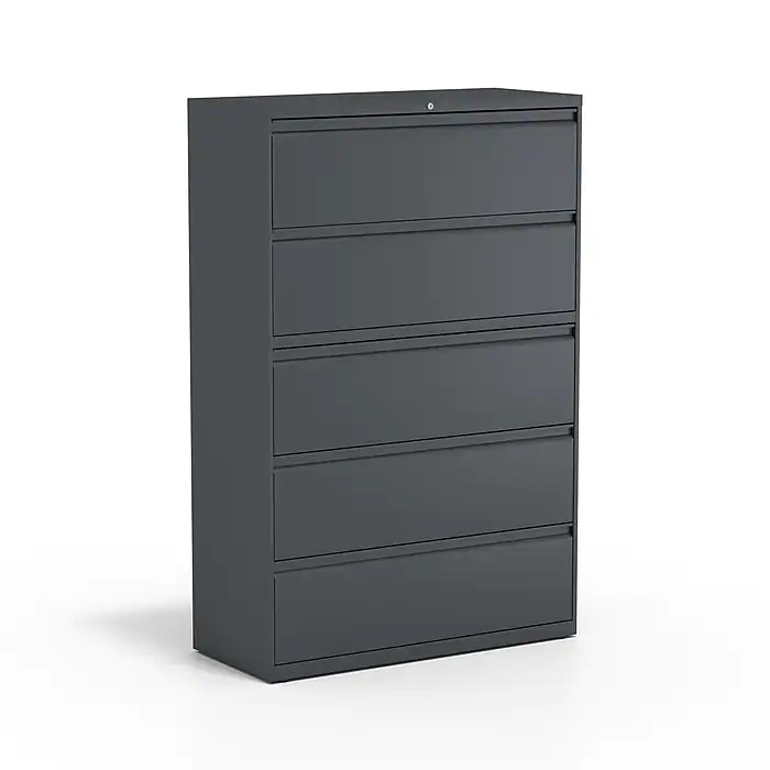 Lateral File Cabinet 5 Drawer, 42” W, Charcoal 60950