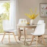 Pure upholstered Natural Beech Side Chair (Set of 4) White