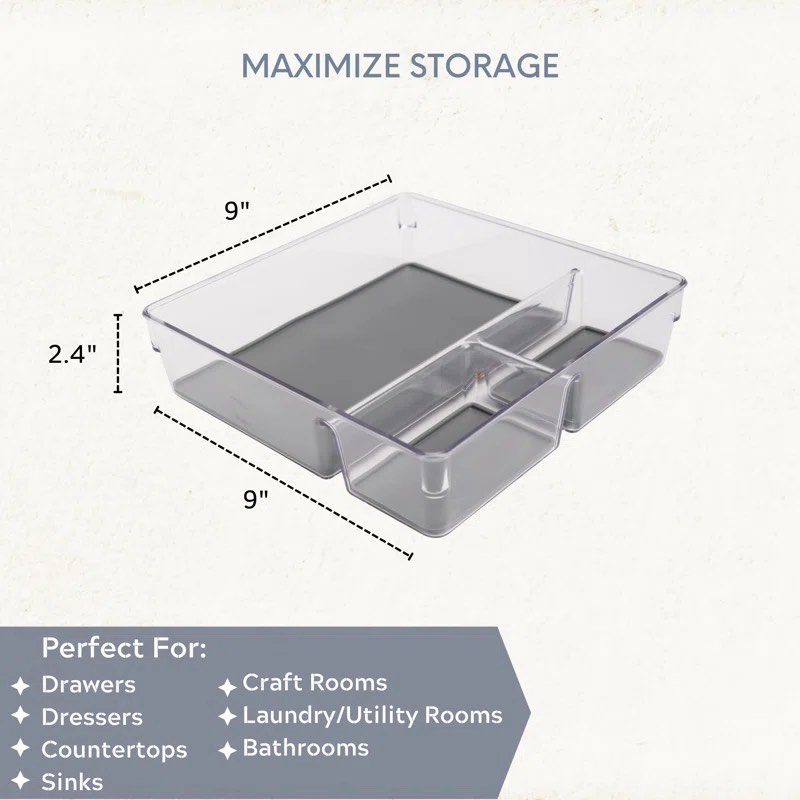 LIXI HOME PLASTIC ORGANIZER with Silicone SET OF 3